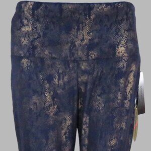 Athena Marie Women's Blue & Gold Tummy Control Legging/Pants Size M (C1968)